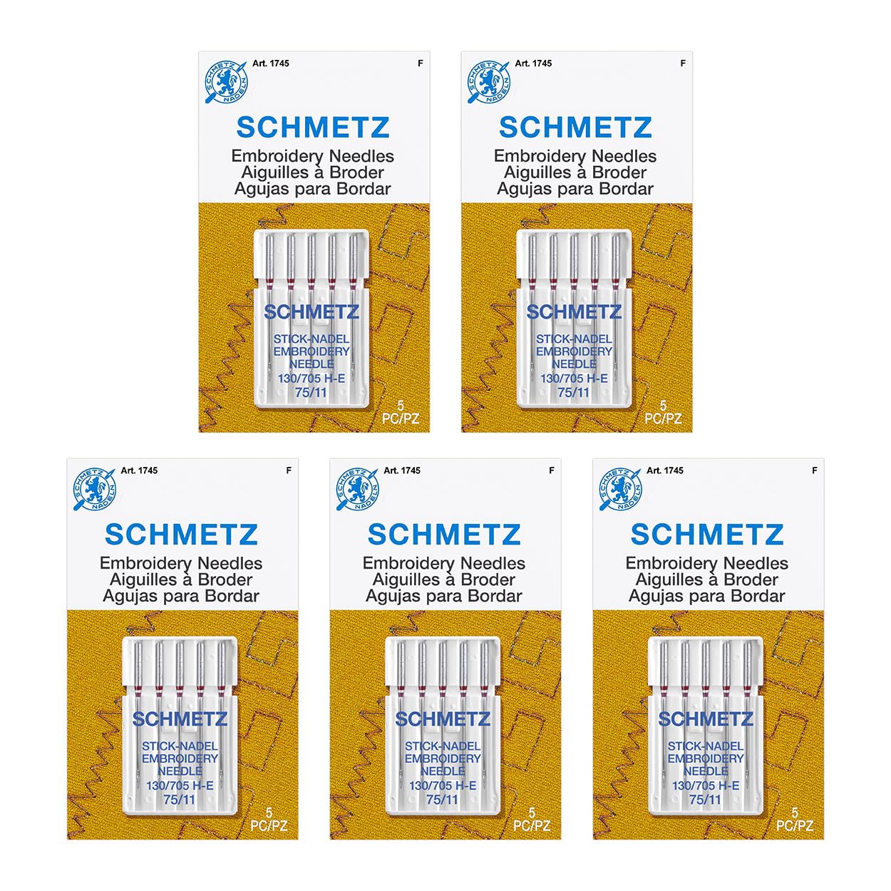Schmetz Embroidery Sewing Machine Needles | Size 75/11 | 25 Pack