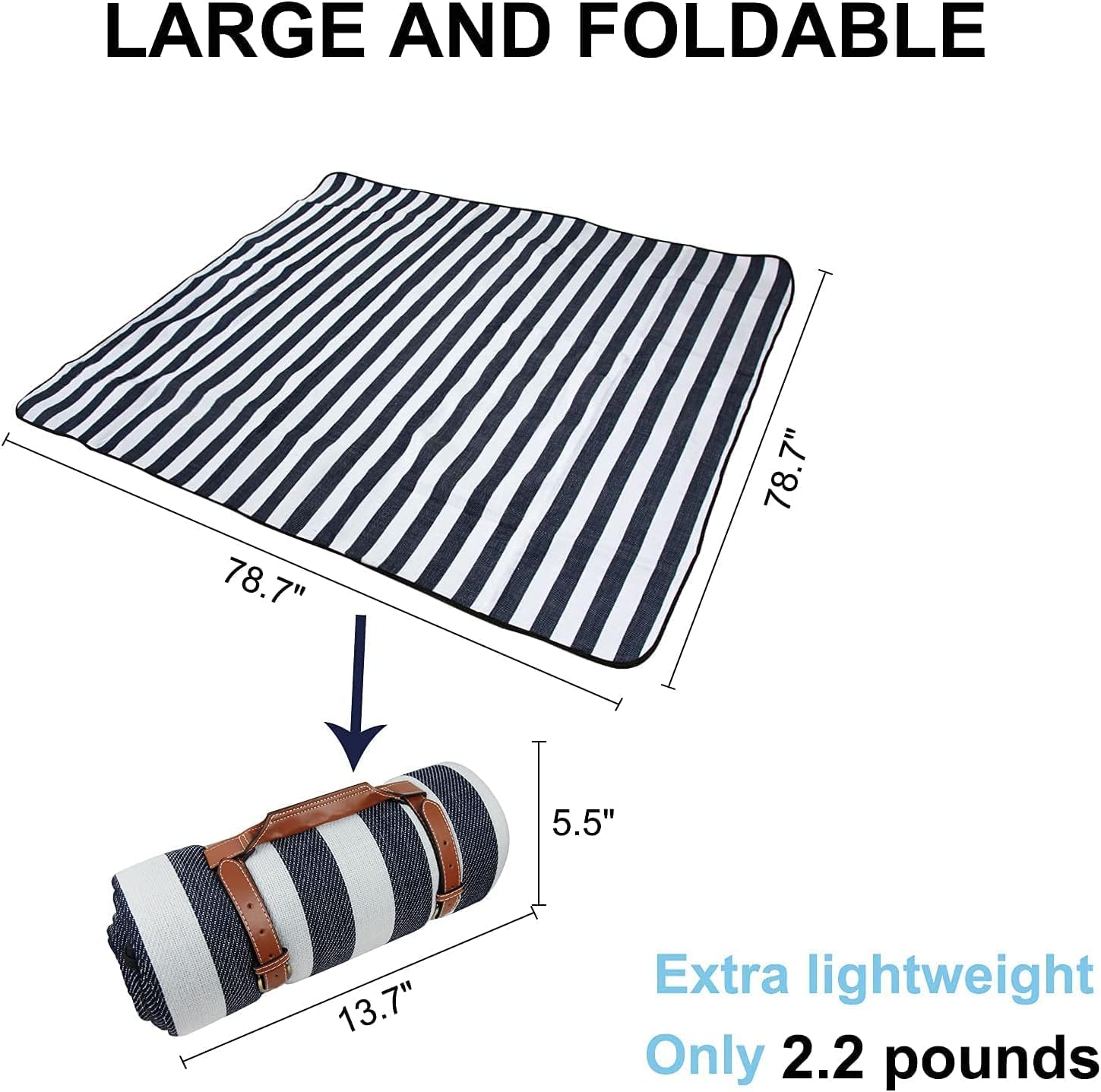 Goodsnetic Oversized Picnic Blanket | 79x79 Waterproof Sandproof Beach Mat