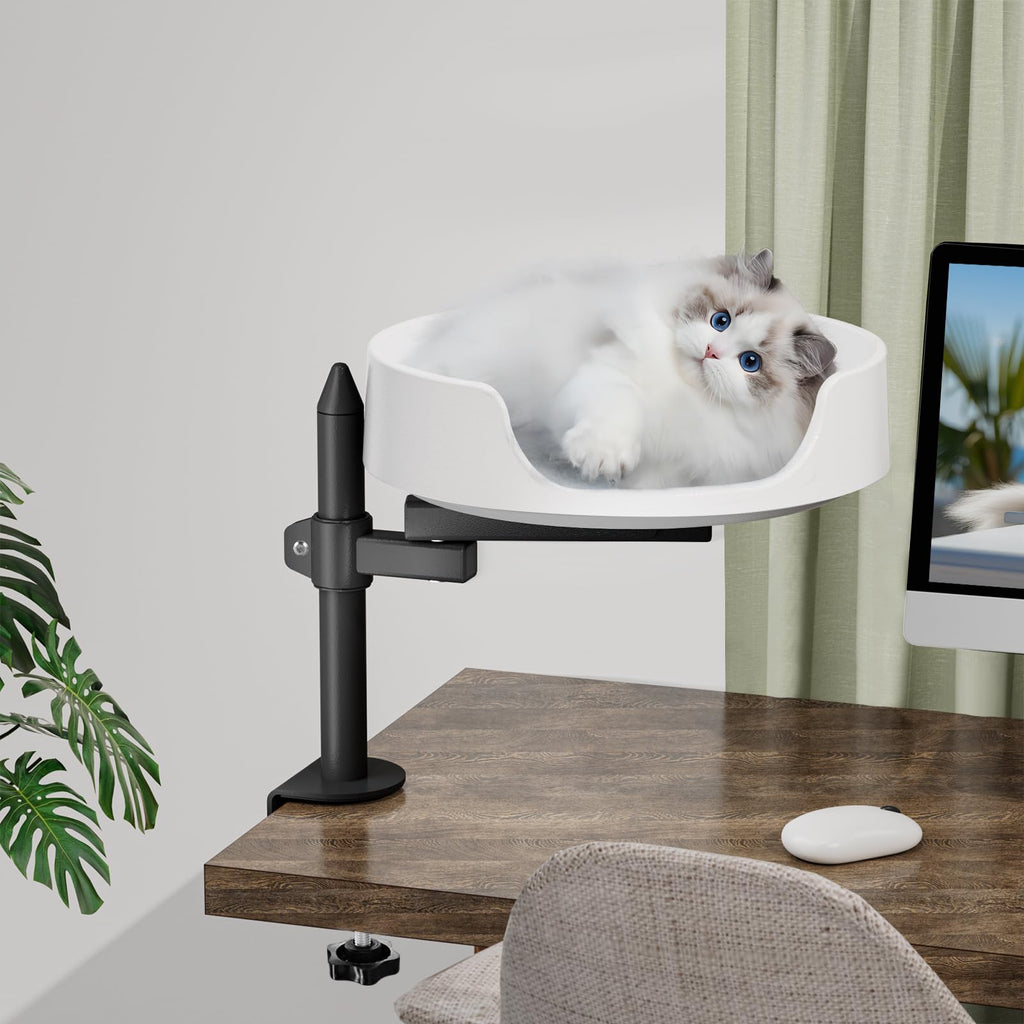 NestChroix Elevated Desk Cat Bed | 360° Rotating Adjustable Perch
