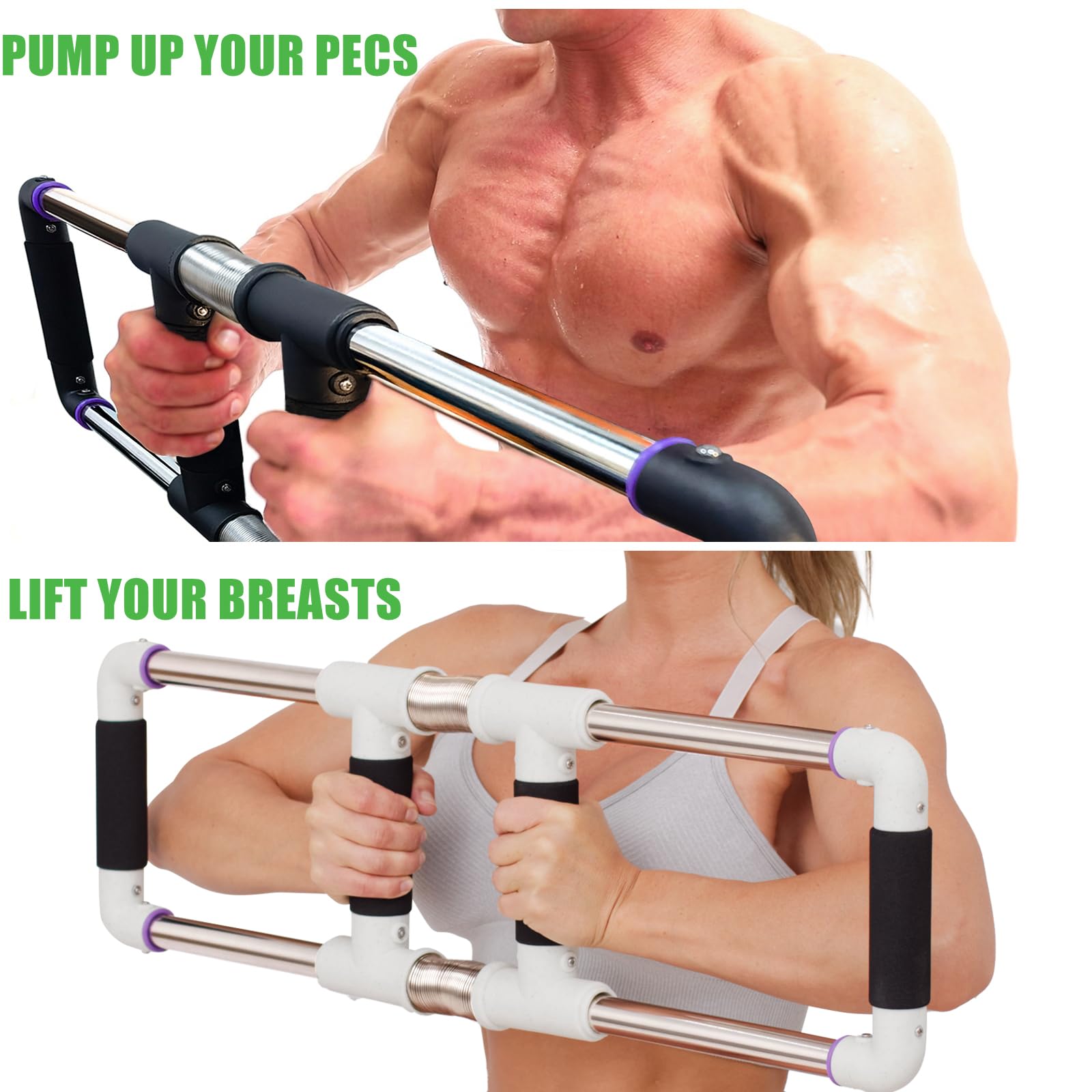 GoFitness Push Down Bar - Portable Spring Chest Expander & Arm Exerciser