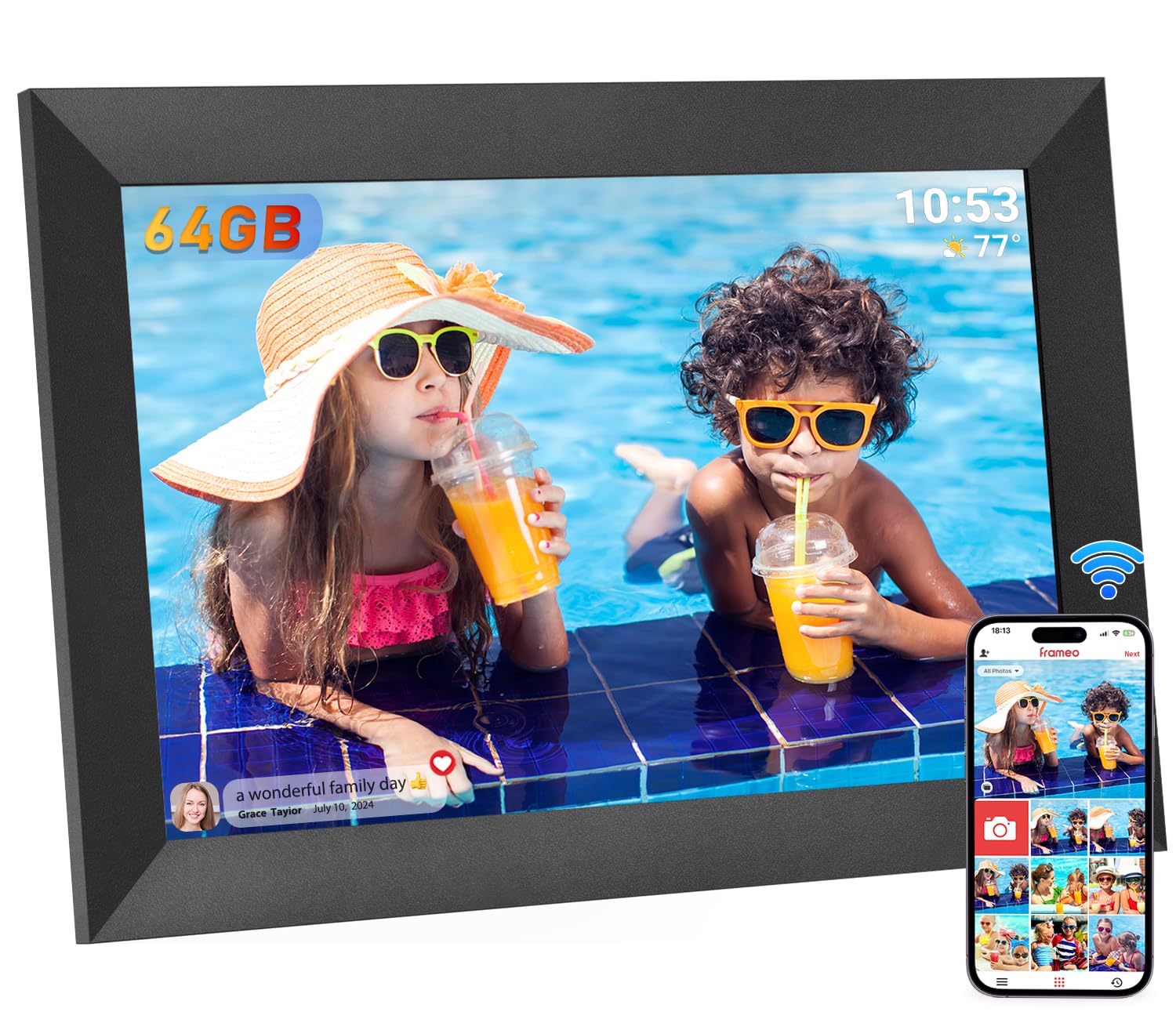 Hesmor 10.1 Inch WiFi Digital Photo Frame – 64GB IPS Touchscreen