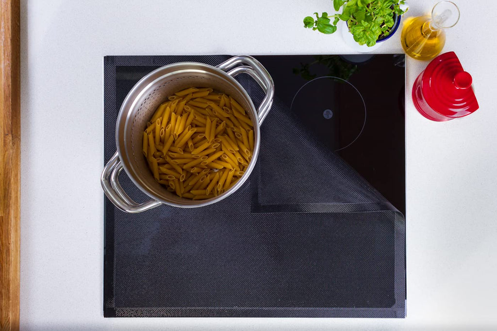 Bake-O-Glide Edged Induction Hob Protector | Black Silicone Mat | 590x520mm