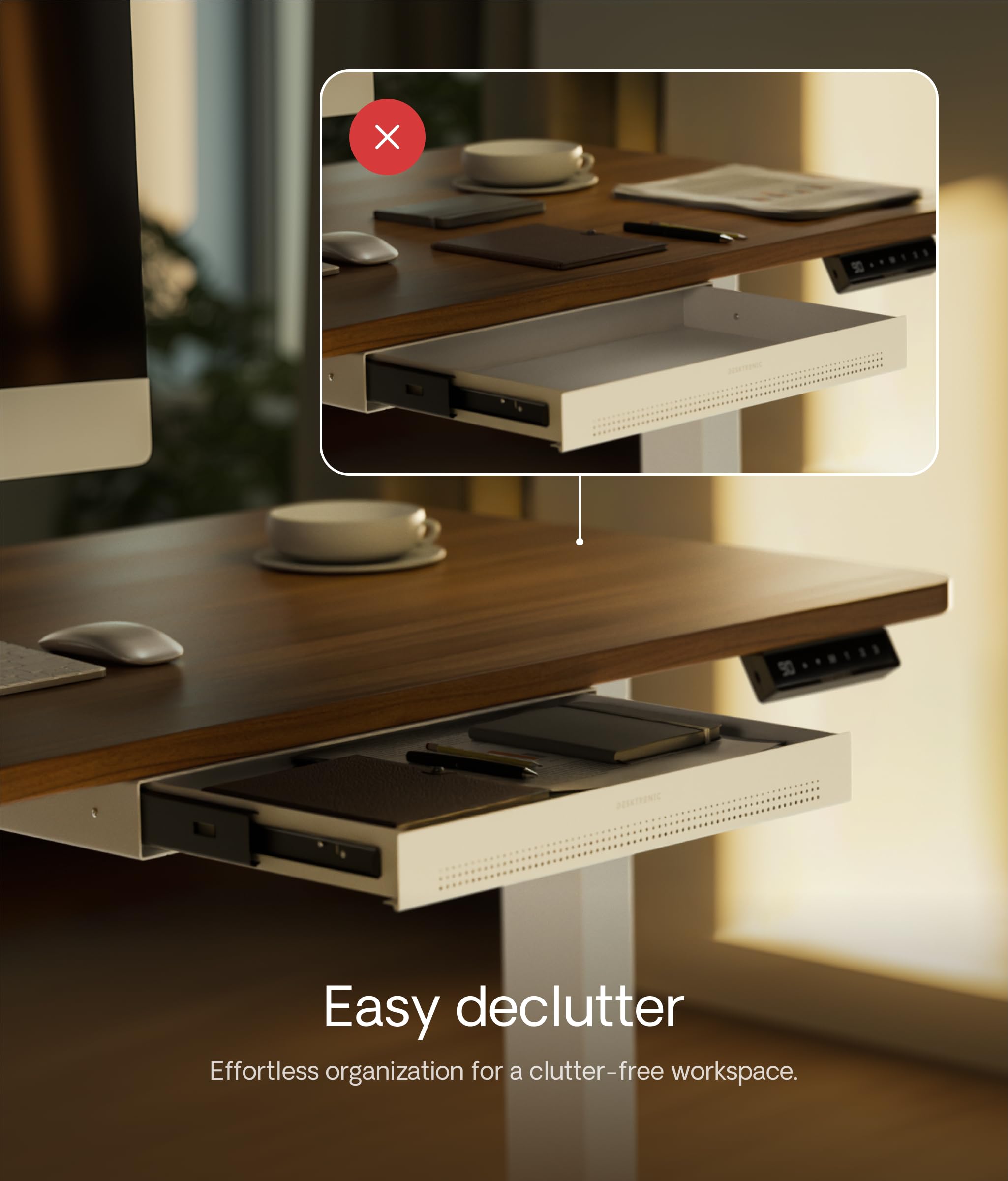 Desktronic Under-Desk Storage Drawer | Large Metal Organizer - White