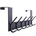 WEBI Over The Door Hook Rack – 6 Hook Metal Towel Hanger for Bathroom, Black