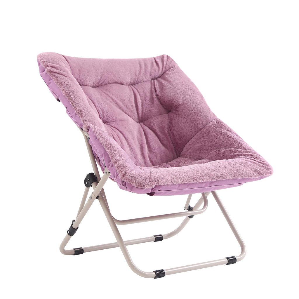 SESHINELL Oversized Saucer Chair | Foldable Faux Fur Moon Chair with Ottoman