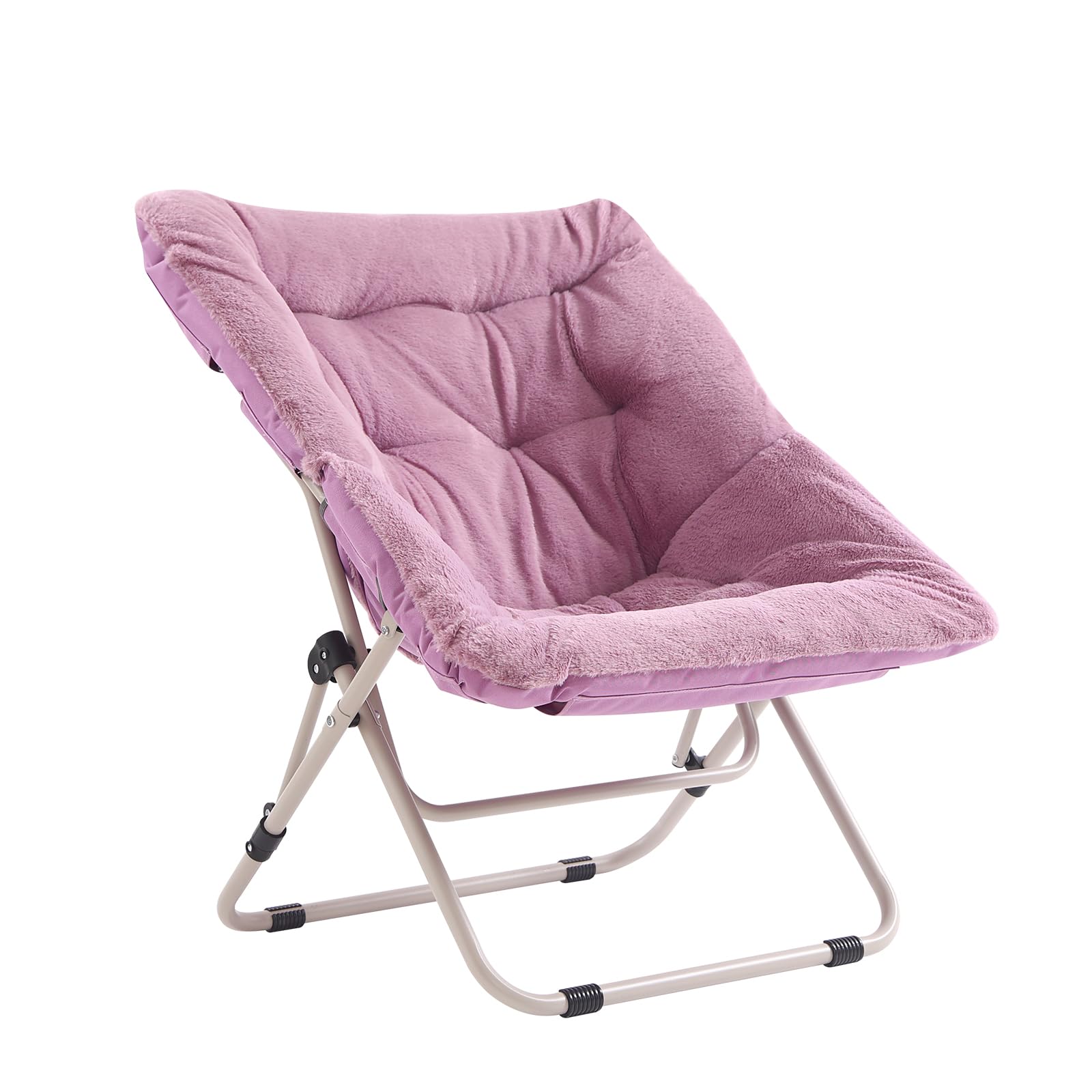 SESHINELL Oversized Saucer Chair | Foldable Faux Fur Moon Chair with Ottoman