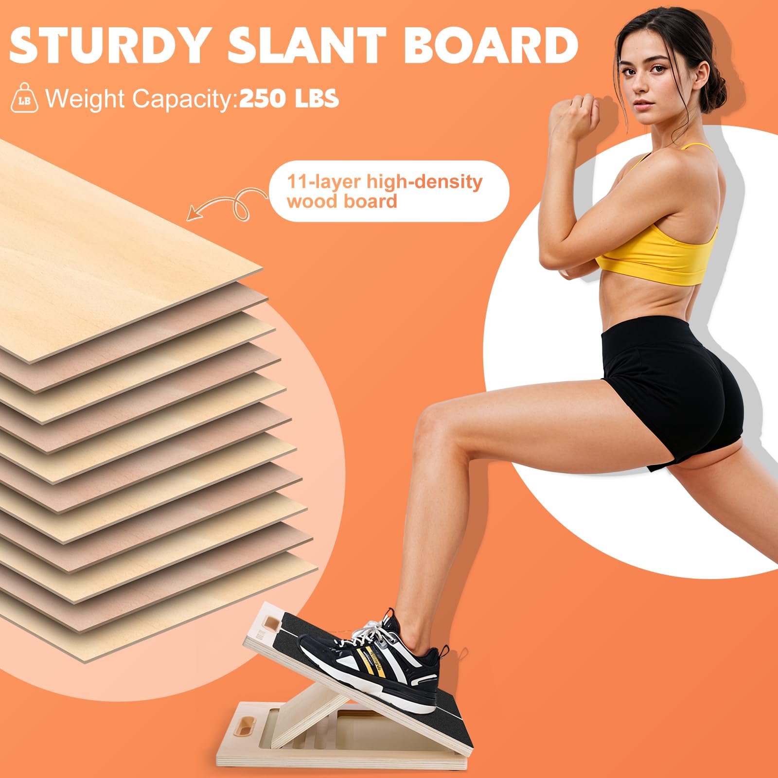 Adjustable Wooden Slant Board – 5-Level Calf Stretcher for Squats