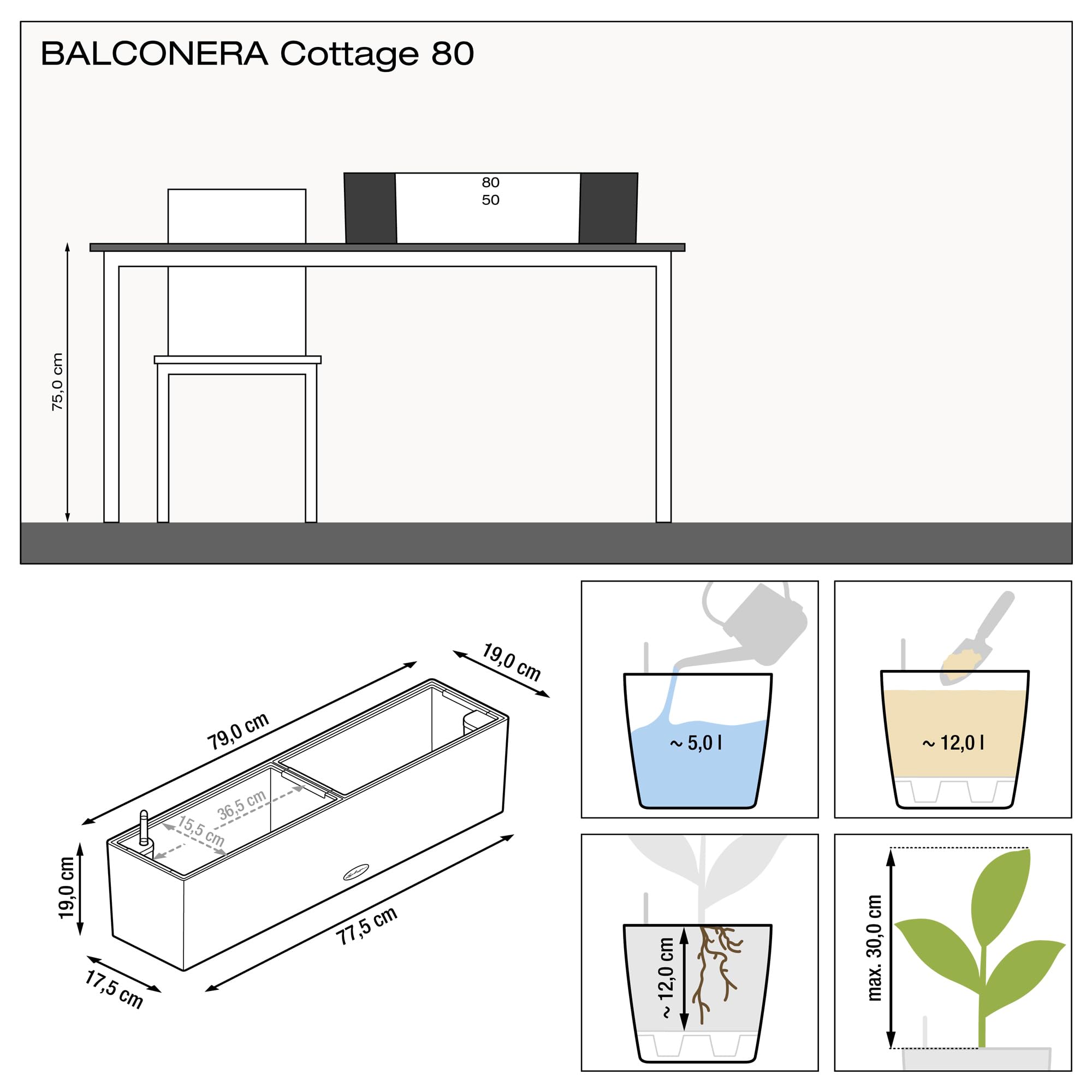 Lechuza BALCONERA Cottage 80 Self-Watering Planter | Rattan Look Box