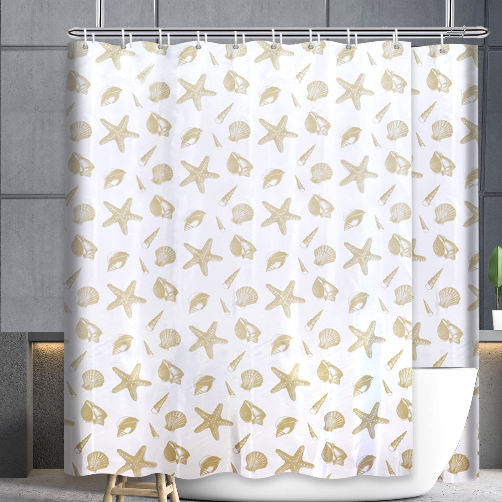 Jolof Store Extra Wide Shell Print Polyester Shower Curtain - 400x200cm