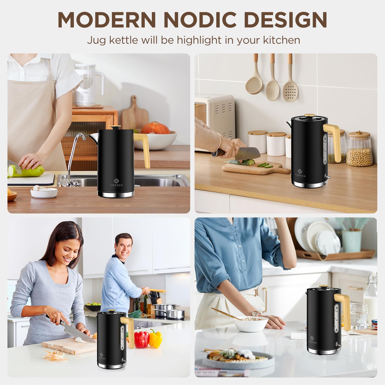 London Boutique Electric Kettle – 3KW Rapid Boil Stainless Steel