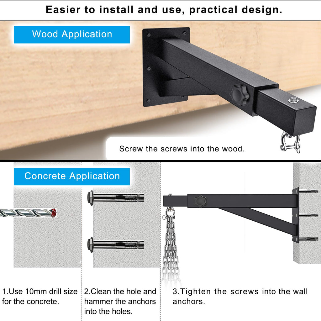 SELEWARE Heavy Bag Wall Mount - Adjustable Steel Punching Bag Hanger