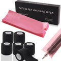 Emalla Tattoo Pen Covers and Grip Tape Kit - 200 Bags & 6 Self-Adhesive Wraps