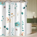 Lerores Teal Flower Shower Curtain – Anti-Mould Weighted Hem Bath Curtain