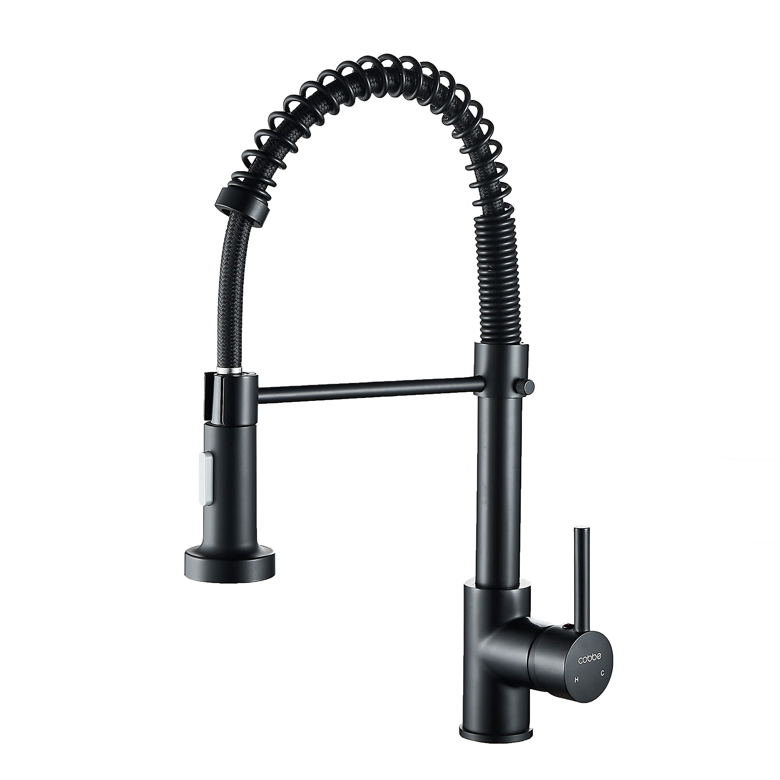 Cobbe Kitchen Sink Mixer Tap | Pull Down Sprayer High Arc Faucet - Black