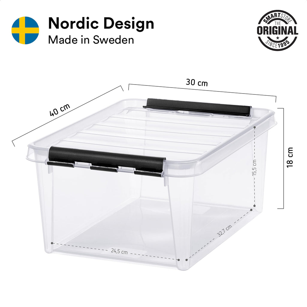 SmartStore 14L Clear Plastic Storage Boxes with Lids | 4 Pack Stackable