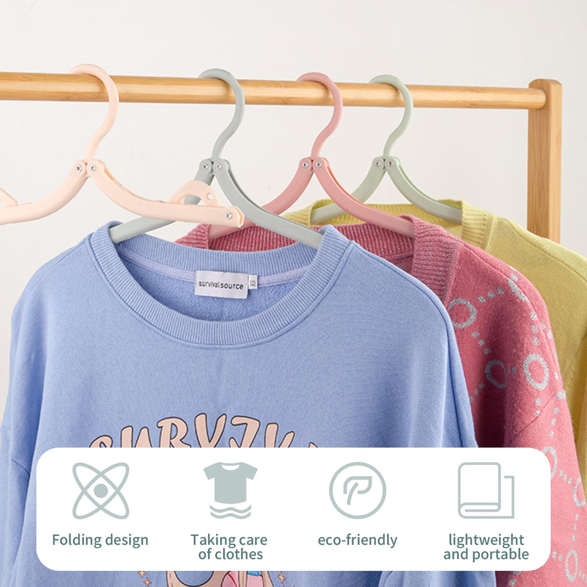 YANJINGSHE Travel Hangers Foldable Lightweight, 12 Pack 4 Colours