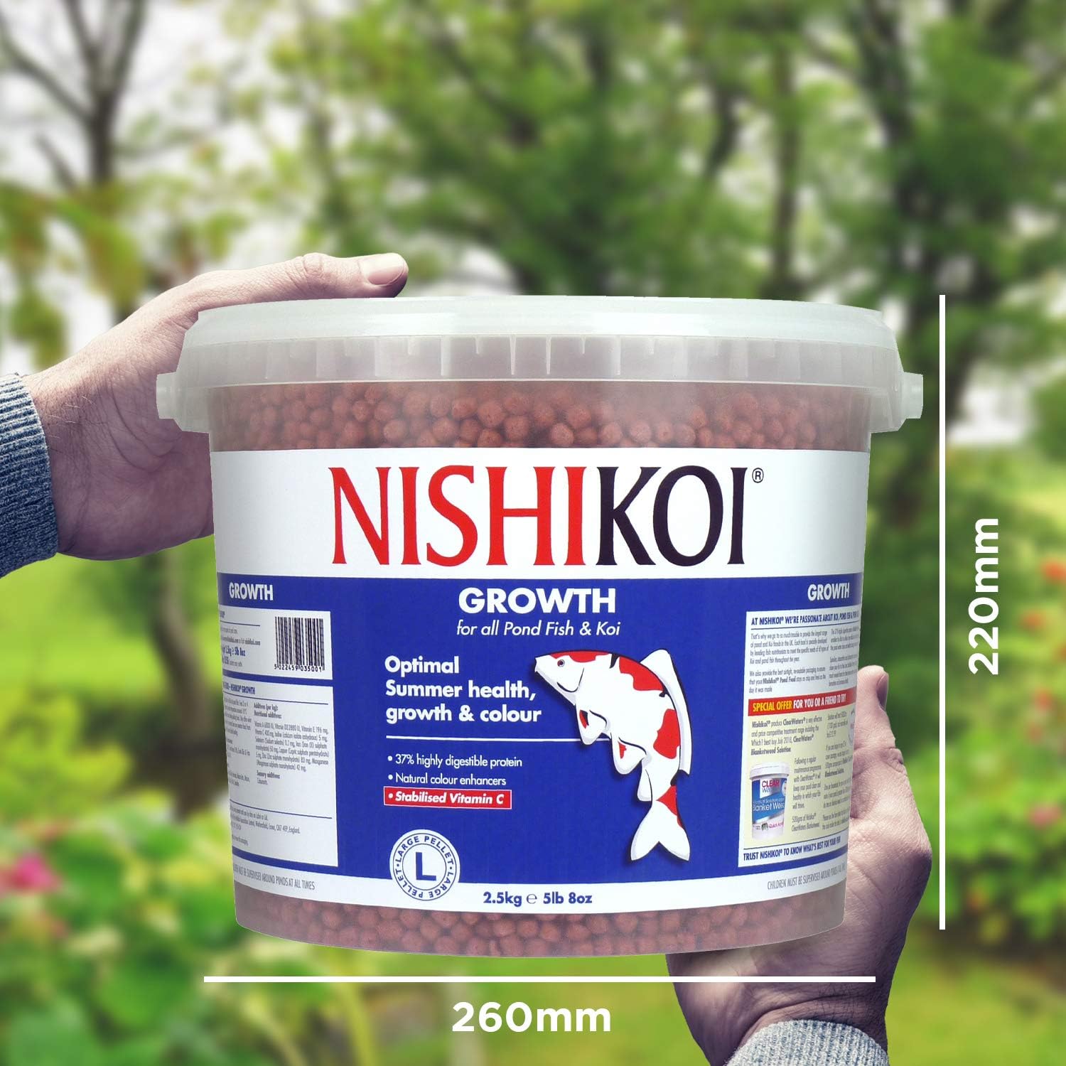Nishikoi Growth Koi & Pond Fish Food - High Protein Large Pellets - 2.5kg