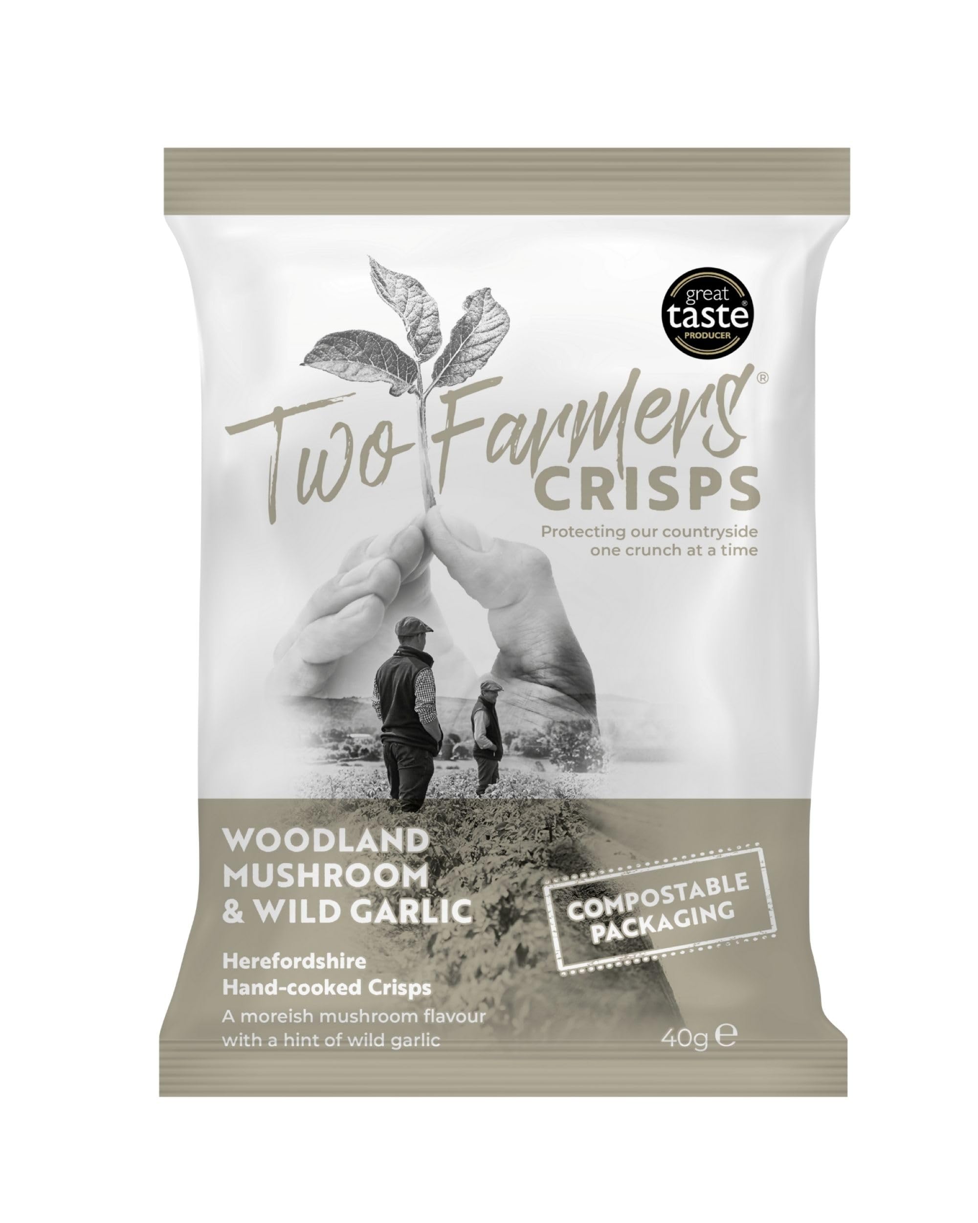 Two Farmers Woodland Mushroom & Wild Garlic Crisps - 24 x 40g Bags