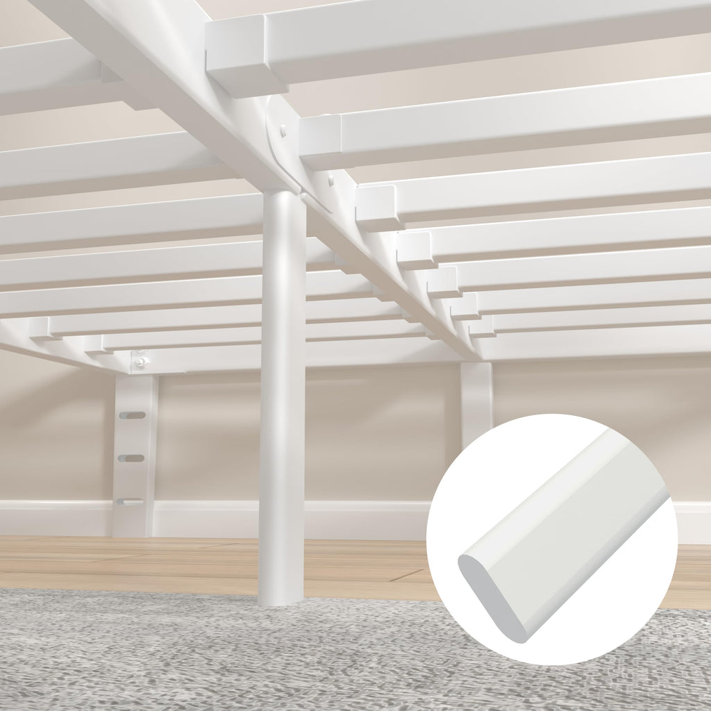 KVLKBV Double Bed Frame 135 x 190 cm, White Bed Frame with Metal Anti-slip Gasket and Large Storage Space Under Bed - Suitable for Bedroom - image 5