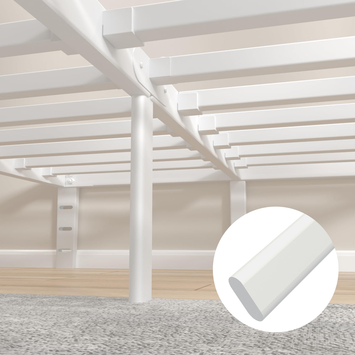 KVLKBV Double Bed Frame 135 x 190 cm, White Bed Frame with Metal Anti-slip Gasket and Large Storage Space Under Bed - Suitable for Bedroom - image 5
