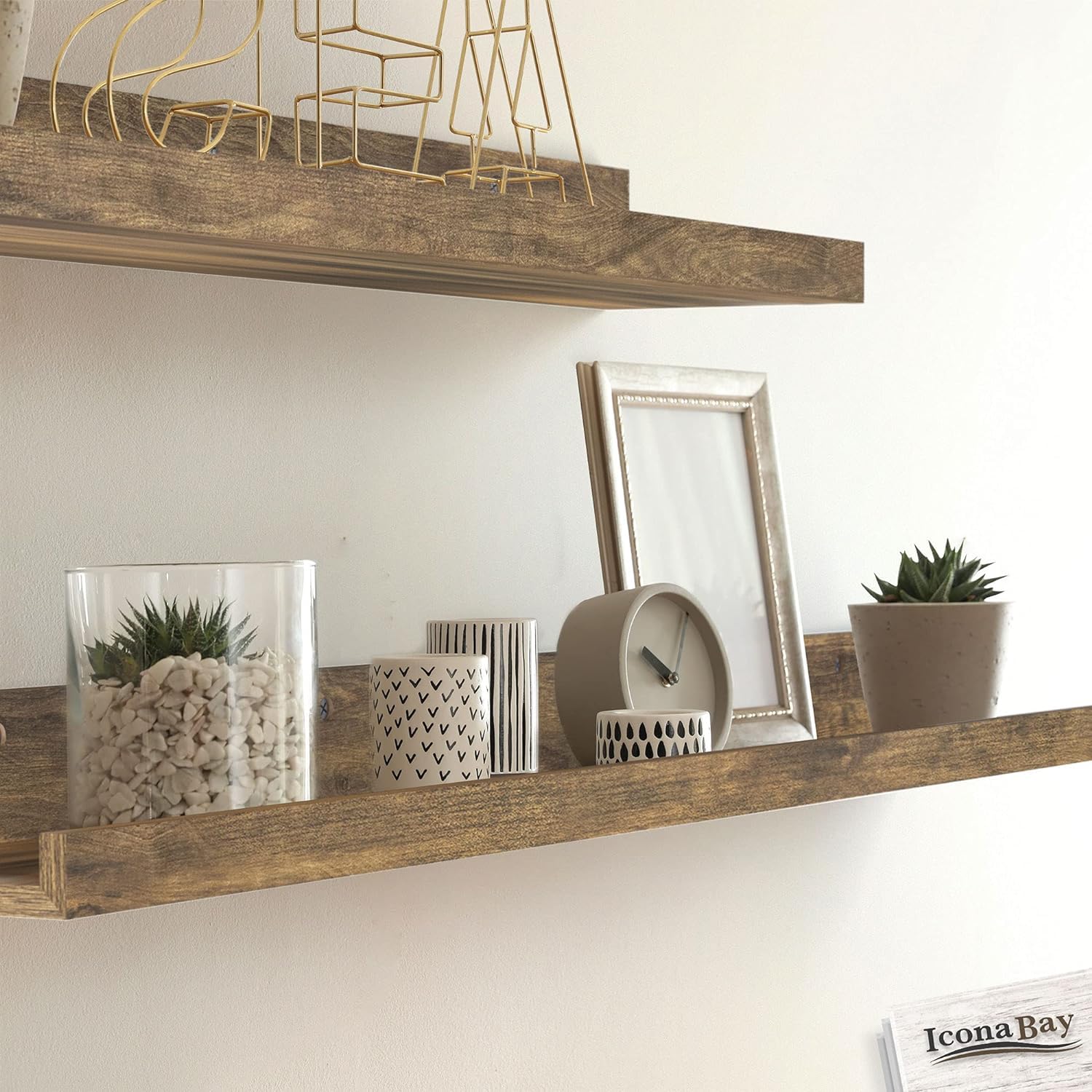 Icona Bay 36" Floating Shelves | Set of 3 Walnut Brown Modern Wall Ledges