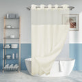 Hookless Slub Shower Curtain with Snap-in Liner – Cream