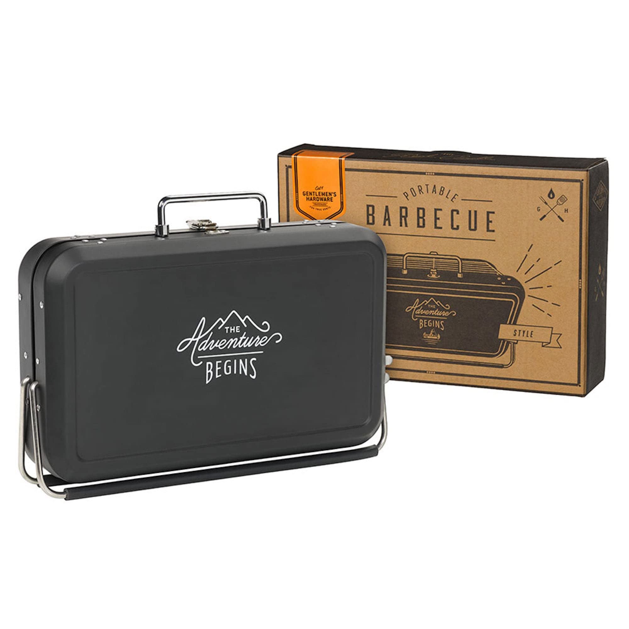 Gentleman's Hardware Portable Suitcase BBQ Grill - Compact Black