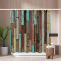 Jolof Store Worn Wooden Boards Shower Curtain – Mold Resistant Polyester