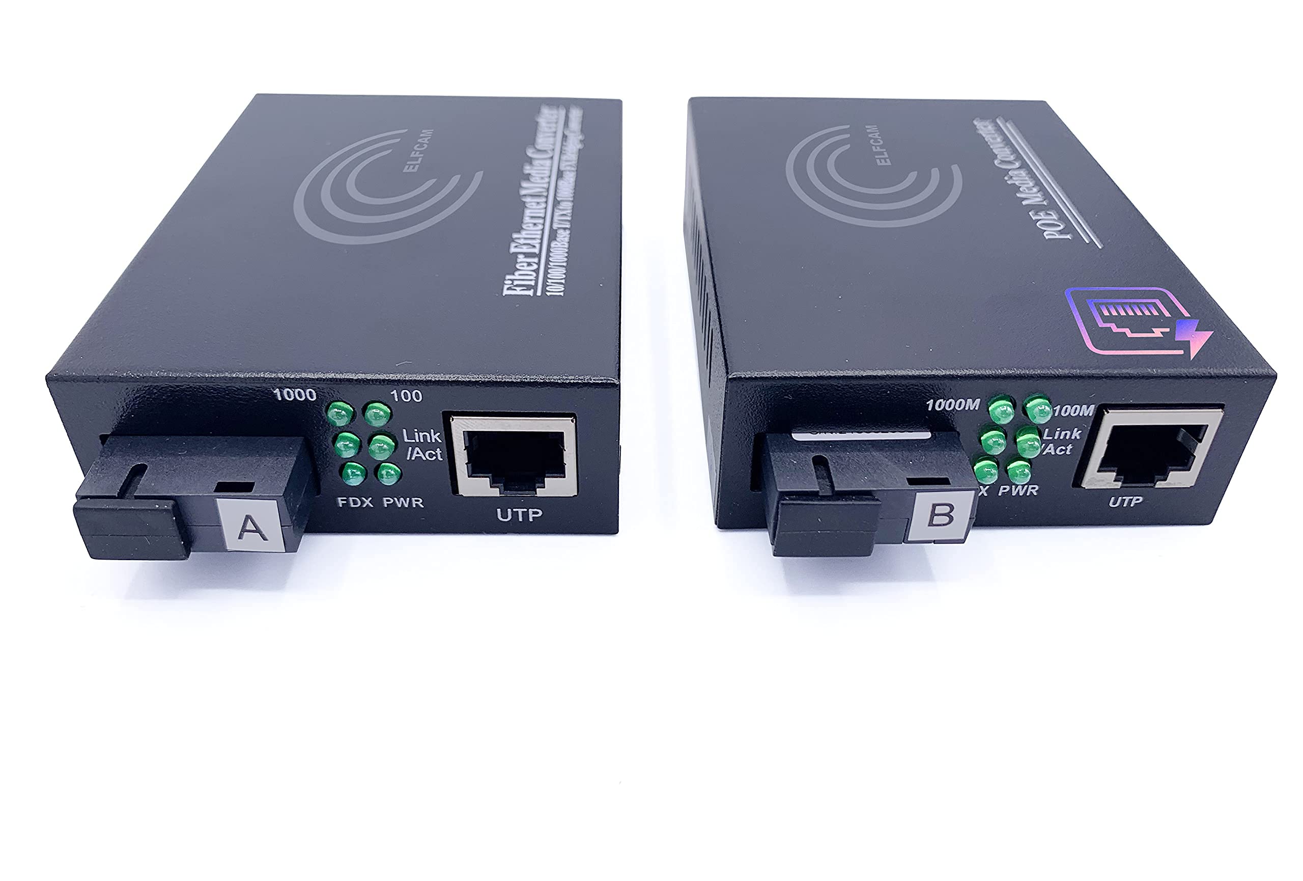 Elfcam PoE Gigabit Ethernet Media Converter – 10/100/1000 Mbps SC 20km
