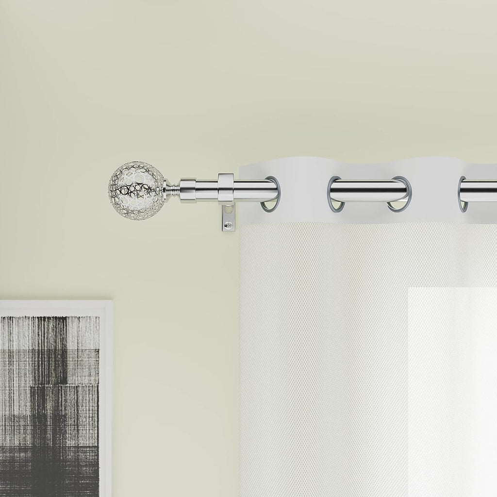 BOOM JOG Extendable Curtain Pole Set | Satin Nickel 70-210cm Rod