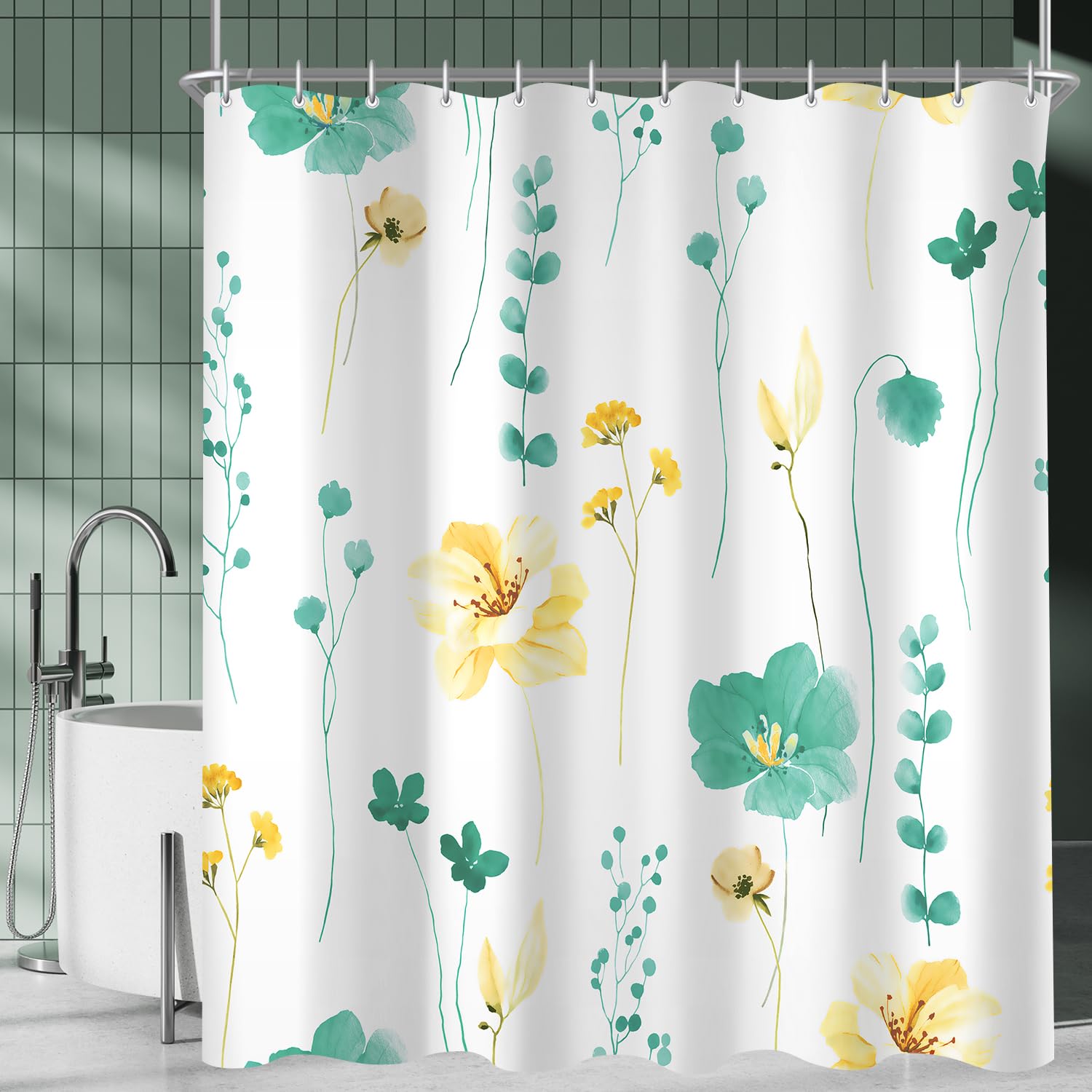 Lerores Mint Green Shower Curtain – 180x200cm Anti-Mould Polyester Bath