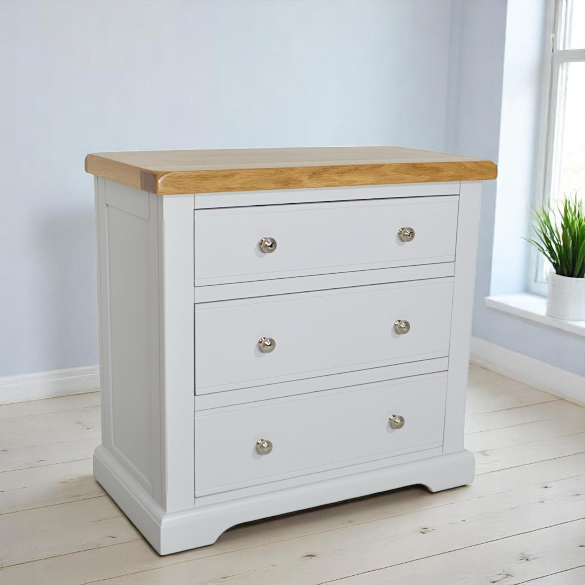 GROFurniture Cashmere Grey 3 Drawer Chest – Solid Wood Fully Assembled