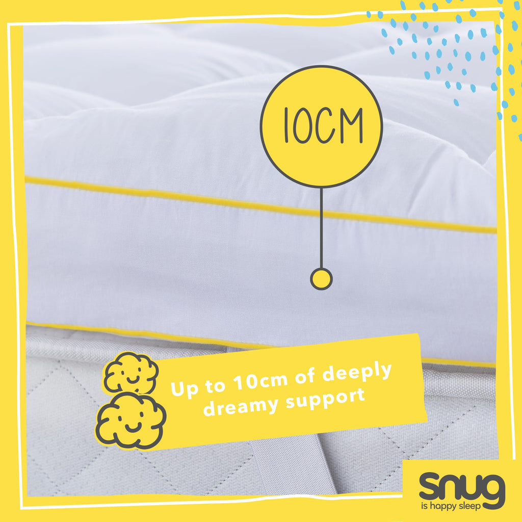 Snug Deeply Dreamy Mattress Topper – 10cm Extra Thick Quilted Single