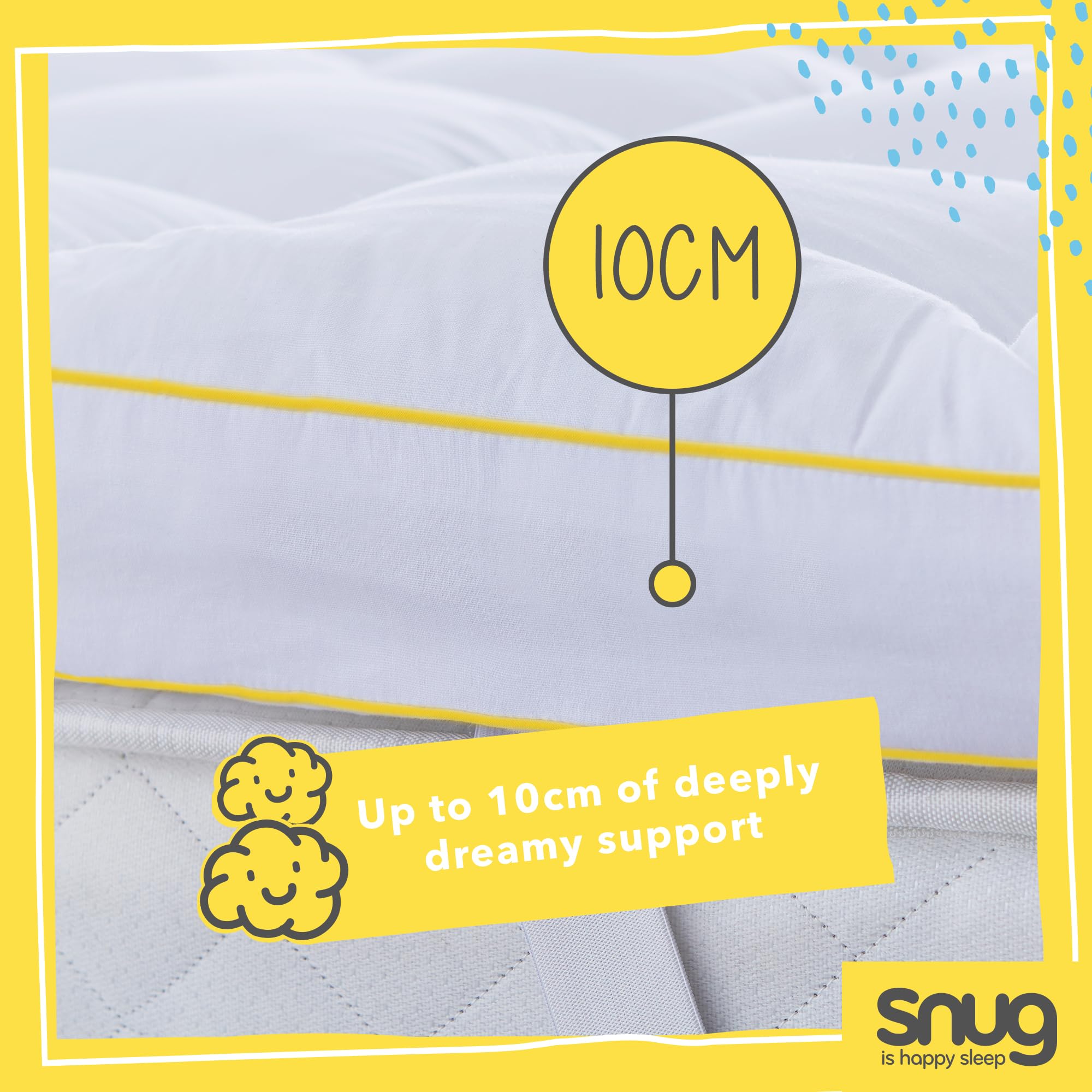 Snug Deeply Dreamy Mattress Topper – 10cm Extra Thick Quilted Single