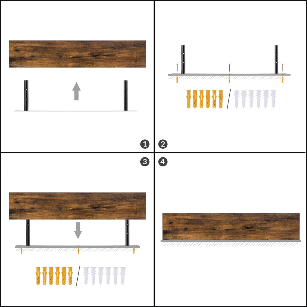 HOOBRO Floating Shelves Set of 2 – 100cm Rustic Brown Wooden Wall Racks