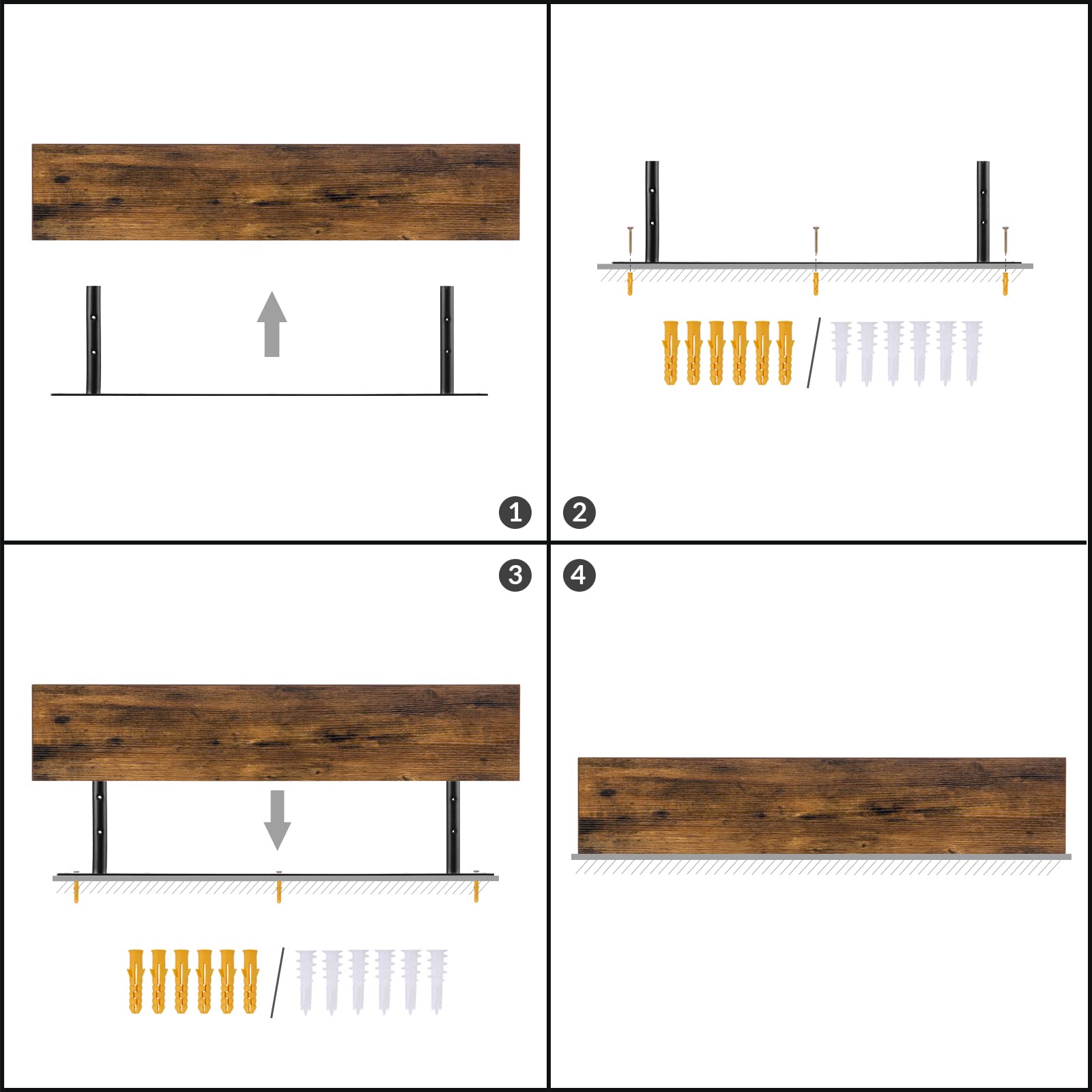 HOOBRO Floating Shelves Set of 2 – 100cm Rustic Brown Wooden Wall Racks