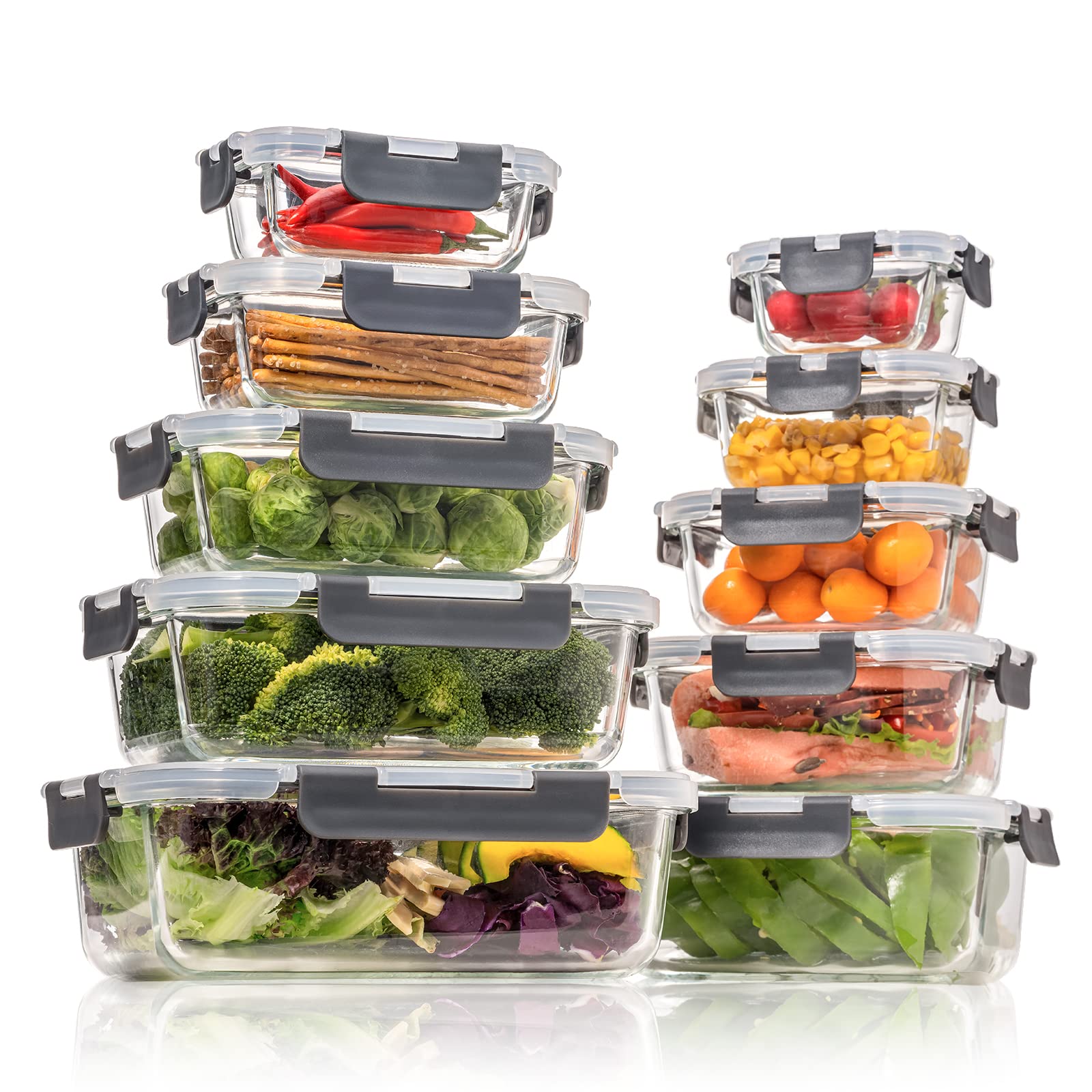 Genicook Glass Food Storage Containers – 20pc Airtight Meal Prep Set