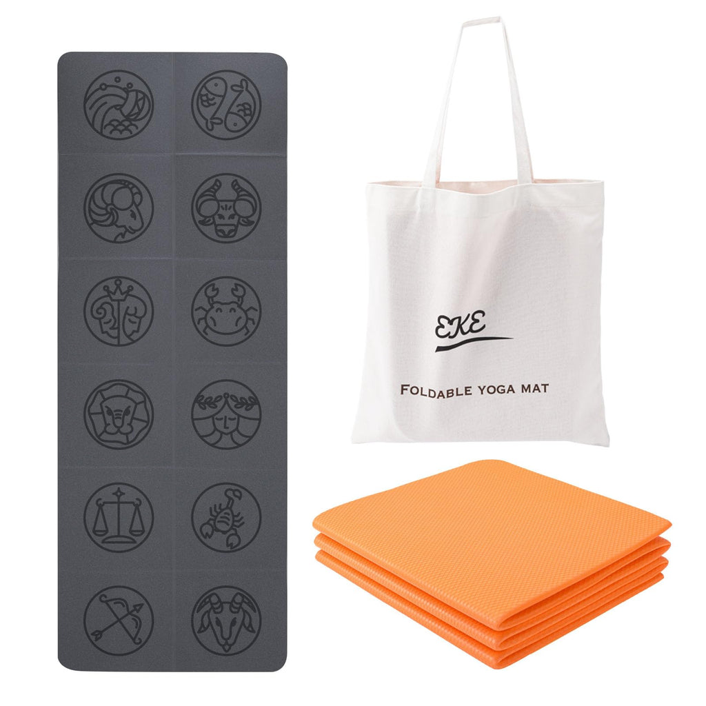 EKE Foldable Yoga Mat | 5mm Non-Slip PU TPE Mat with Zodiac Design