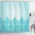 ABAKUHAUS Turquoise Retro Victorian Fabric Shower Curtain - 94 x 69 Inches