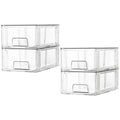 Vtopmart 4 Pack Stackable Clear Acrylic Storage Drawers with Dividers