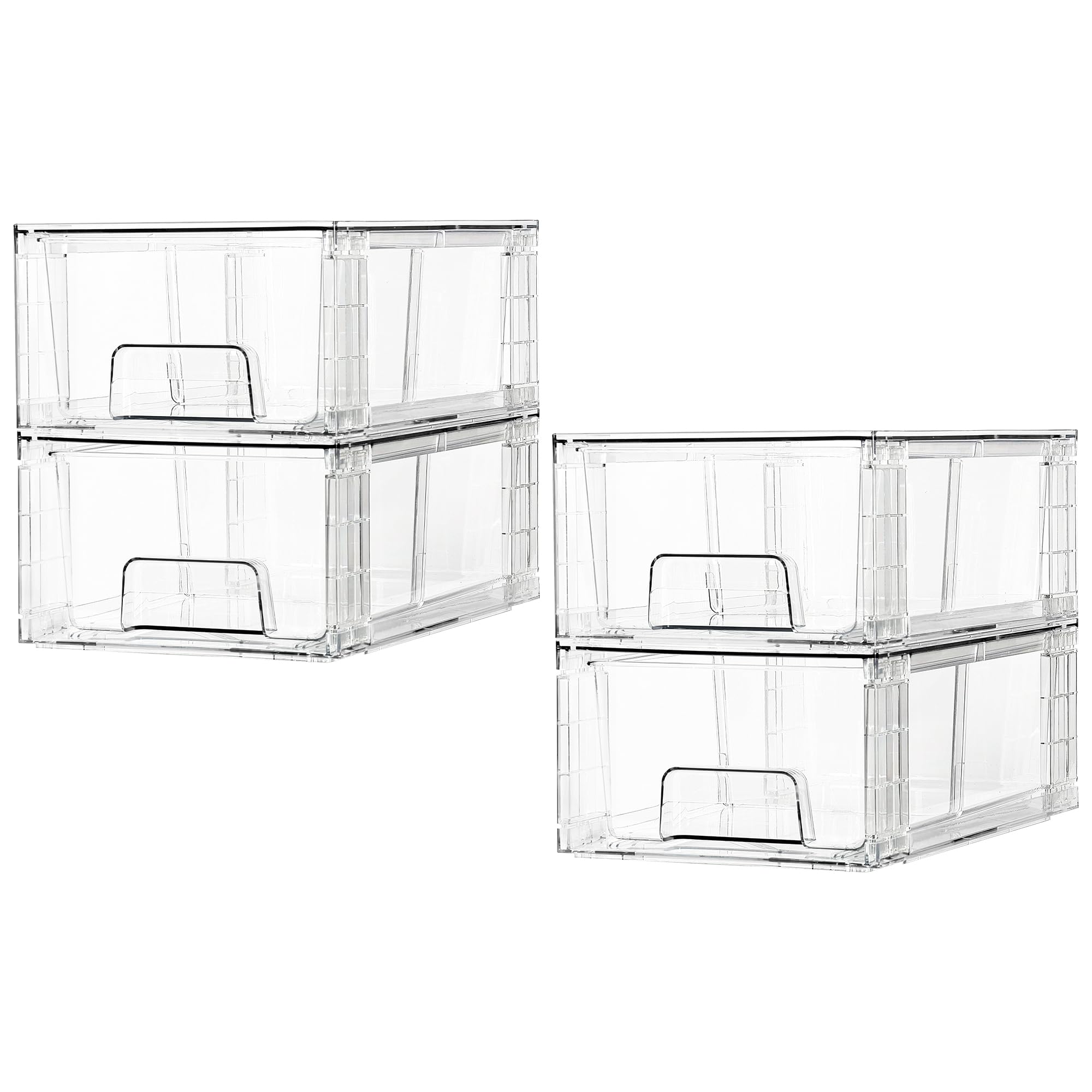 Vtopmart 4 Pack Stackable Clear Acrylic Storage Drawers with Dividers