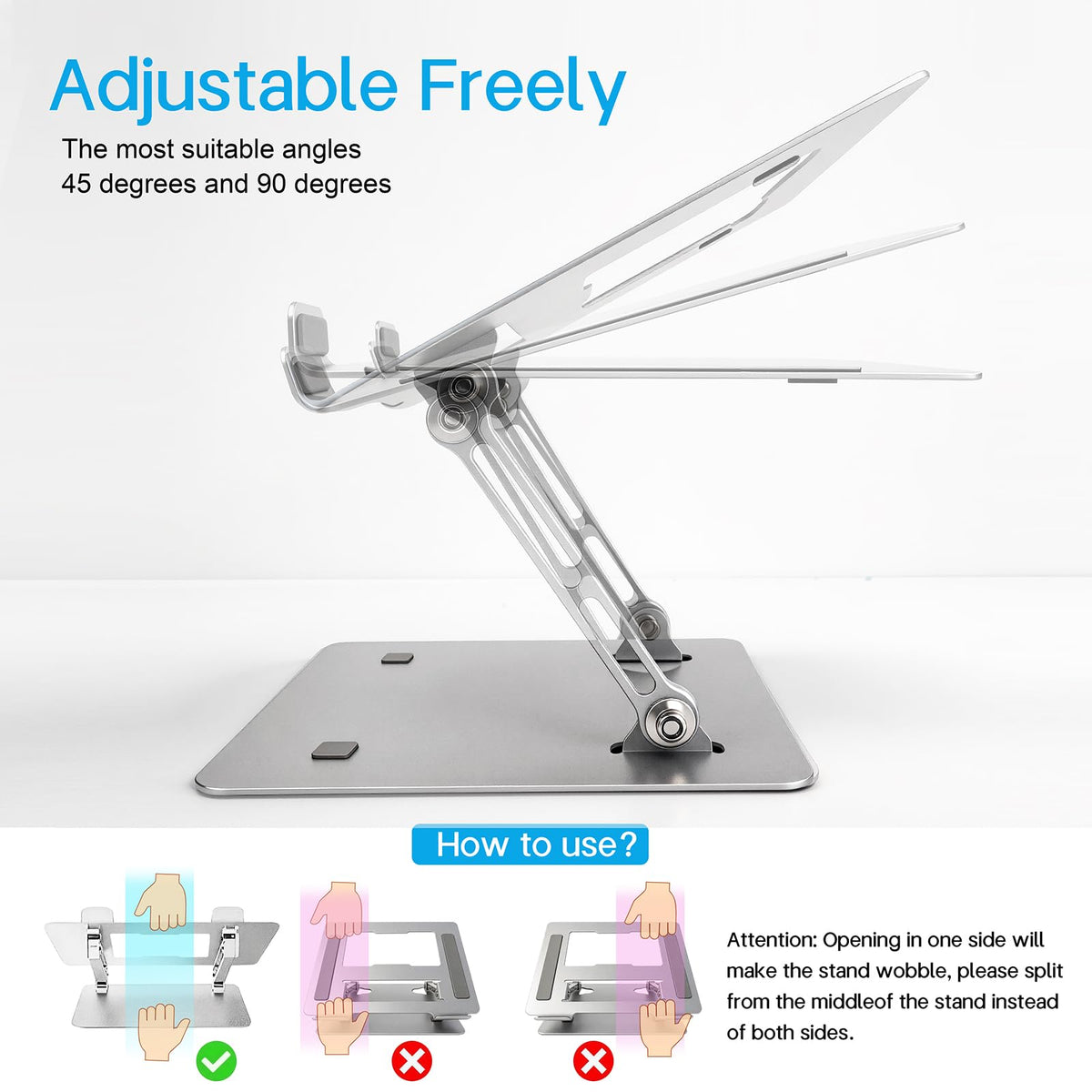 Zolirao Adjustable Laptop Stand for Desk, Height Adjustable Aluminium Laptop Riser with Cooling Vent - image 3