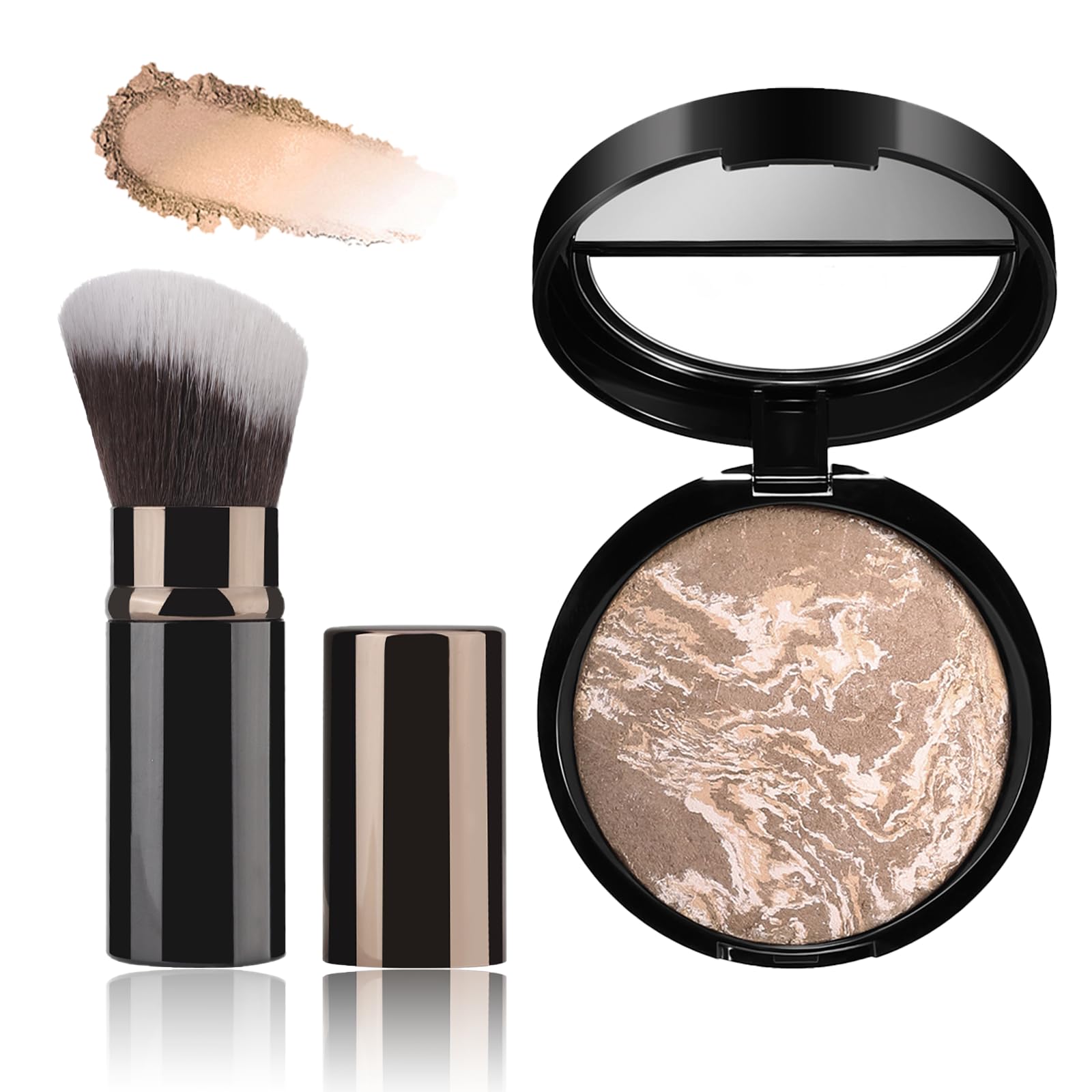 Jolof Store Baked Powder Foundation for Mature Skin with Brush – Natural