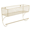DII Rustic Farmhouse Metal Wall Shelf with Large Towel Bar | Gold