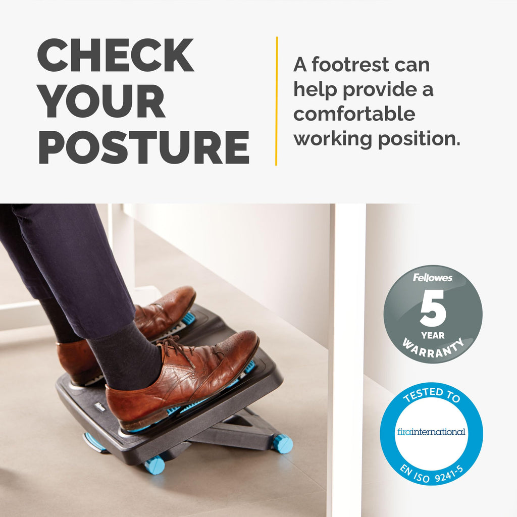 Fellowes Energiser Ergonomic Foot Rest – Adjustable Massage Surface