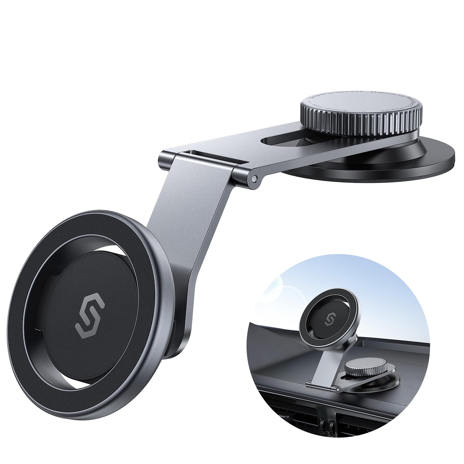 SYNCWIRE MagSafe Car Mount – Foldable Aluminum Magnetic Phone Holder