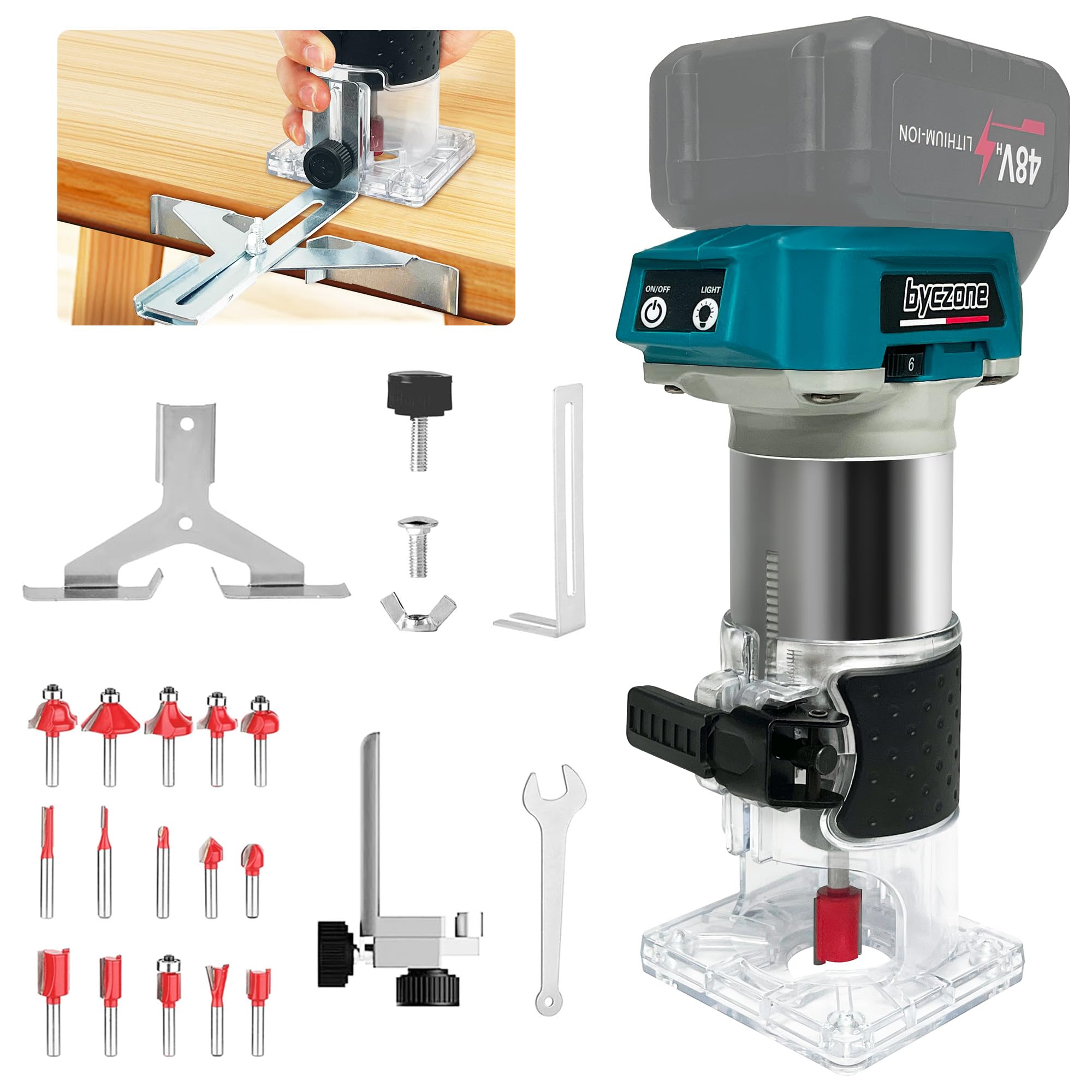 Brushless Cordless Wood Router for Makita 18V Battery