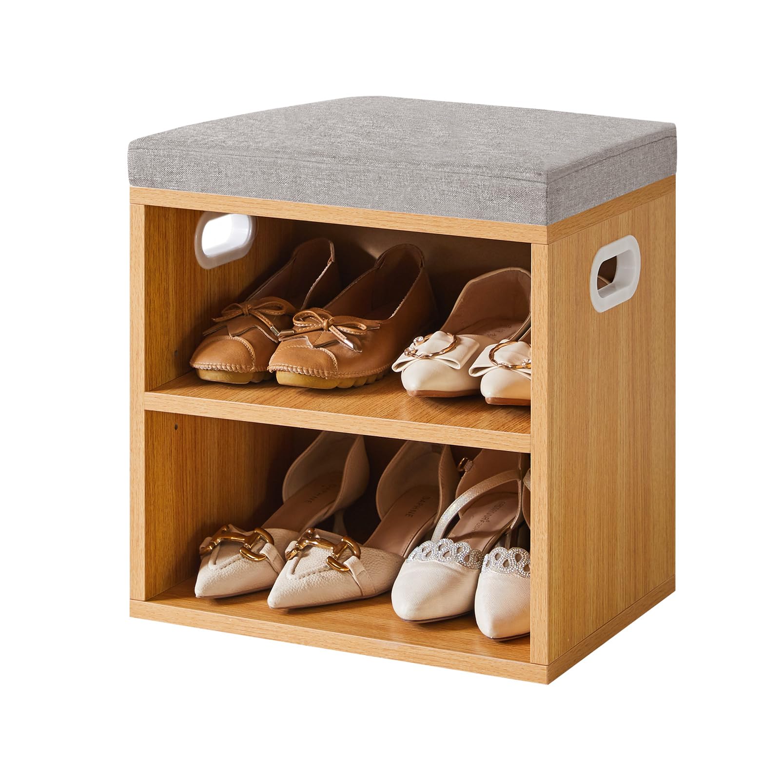 YMYNY Shoe Storage Bench with Padded Seat | 2-Tier Adjustable Rack
