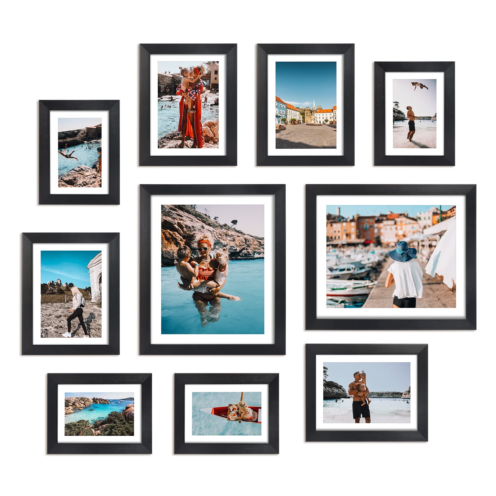 Giftgarden Black Gallery Wall Picture Frame Set | 10 Pack Matted Frames