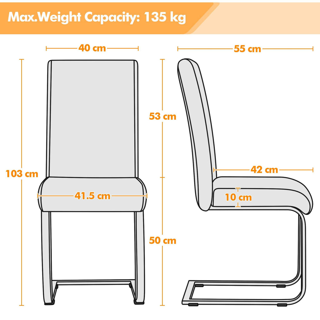 Yaheetech Dining Chairs Set of 2 Faux Leather High Back Chairs Black - image 3